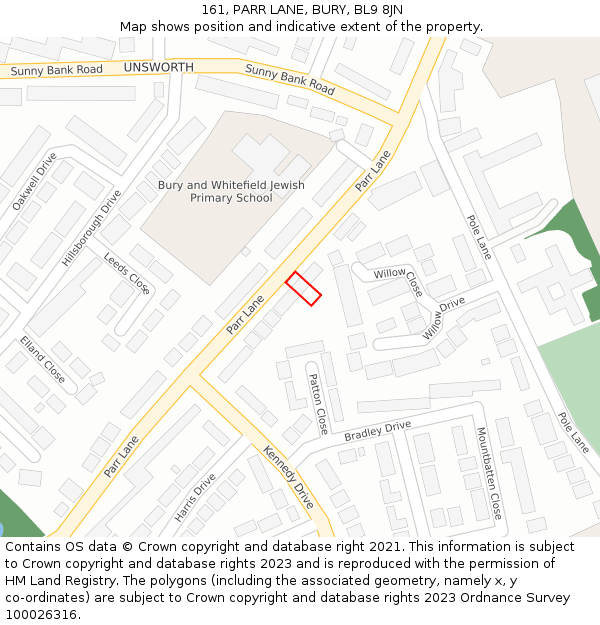 161, PARR LANE, BURY, BL9 8JN: Location map and indicative extent of plot