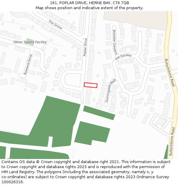 161, POPLAR DRIVE, HERNE BAY, CT6 7QB: Location map and indicative extent of plot