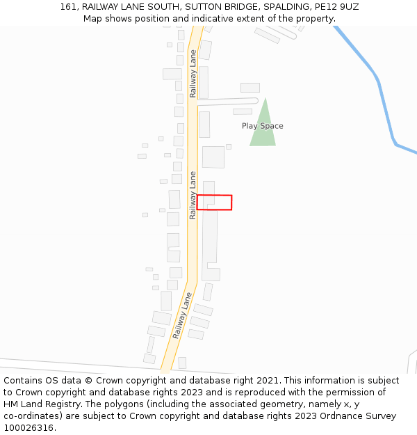 161, RAILWAY LANE SOUTH, SUTTON BRIDGE, SPALDING, PE12 9UZ: Location map and indicative extent of plot