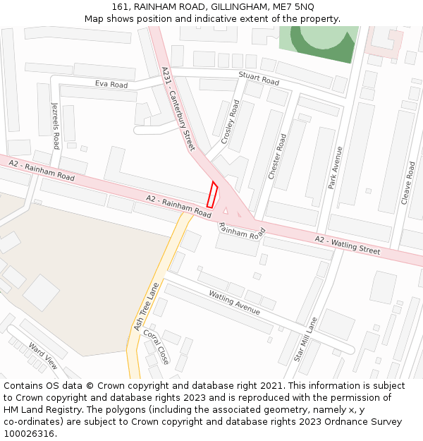 161, RAINHAM ROAD, GILLINGHAM, ME7 5NQ: Location map and indicative extent of plot