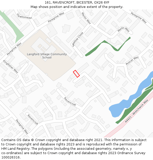 161, RAVENCROFT, BICESTER, OX26 6YF: Location map and indicative extent of plot