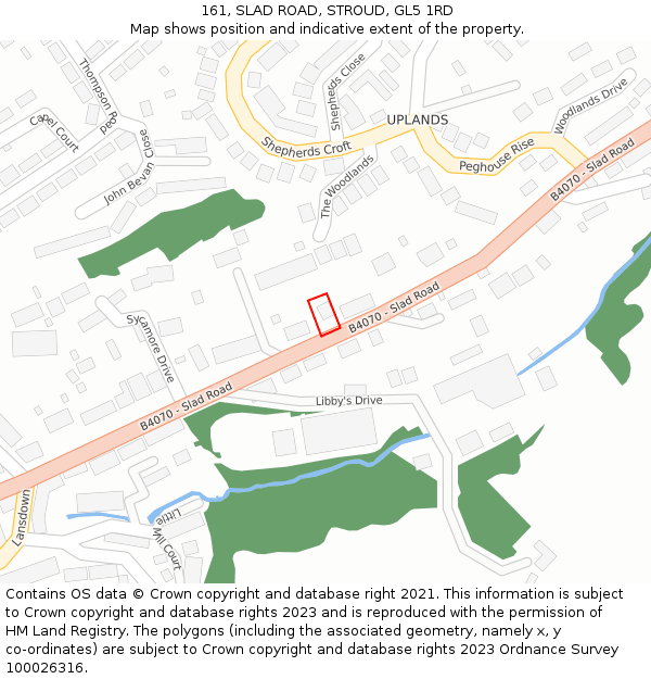 161, SLAD ROAD, STROUD, GL5 1RD: Location map and indicative extent of plot