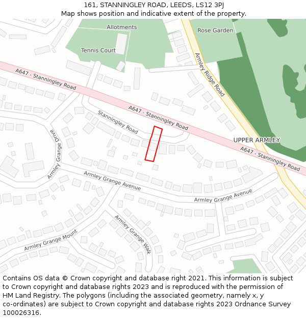 161, STANNINGLEY ROAD, LEEDS, LS12 3PJ: Location map and indicative extent of plot