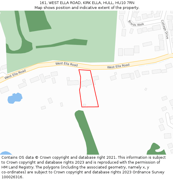 161, WEST ELLA ROAD, KIRK ELLA, HULL, HU10 7RN: Location map and indicative extent of plot