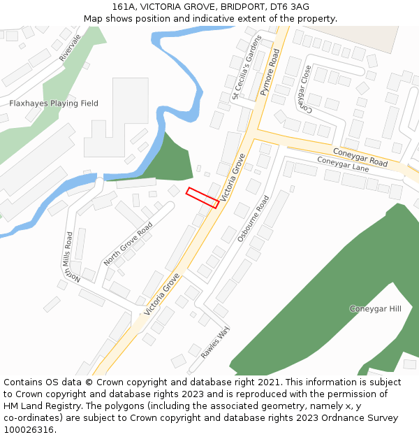 161A, VICTORIA GROVE, BRIDPORT, DT6 3AG: Location map and indicative extent of plot