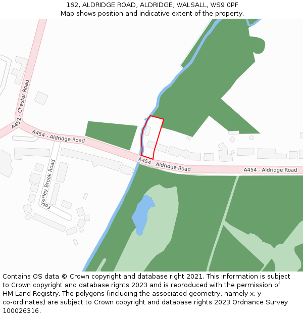 162, ALDRIDGE ROAD, ALDRIDGE, WALSALL, WS9 0PF: Location map and indicative extent of plot
