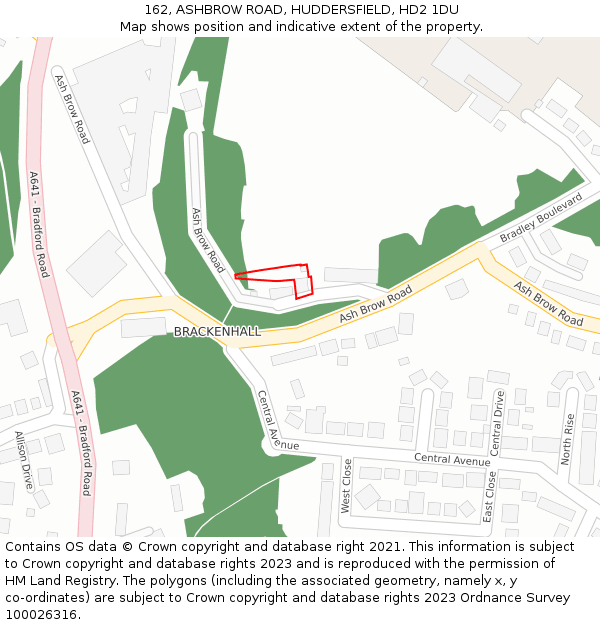 162, ASHBROW ROAD, HUDDERSFIELD, HD2 1DU: Location map and indicative extent of plot