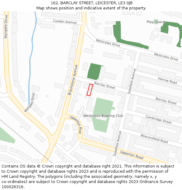162, BARCLAY STREET, LEICESTER, LE3 0JB: Location map and indicative extent of plot
