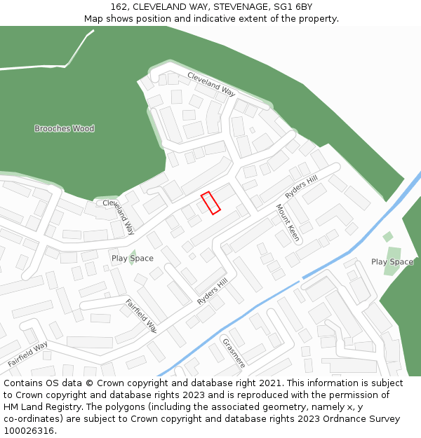 162, CLEVELAND WAY, STEVENAGE, SG1 6BY: Location map and indicative extent of plot