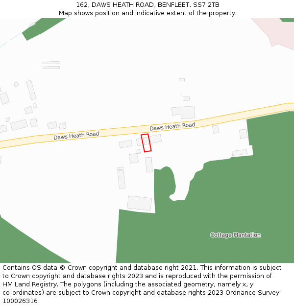 162, DAWS HEATH ROAD, BENFLEET, SS7 2TB: Location map and indicative extent of plot