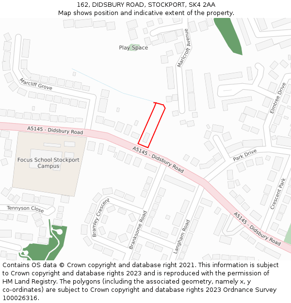 162, DIDSBURY ROAD, STOCKPORT, SK4 2AA: Location map and indicative extent of plot