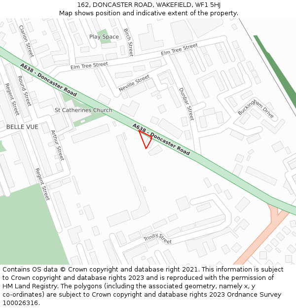 162, DONCASTER ROAD, WAKEFIELD, WF1 5HJ: Location map and indicative extent of plot