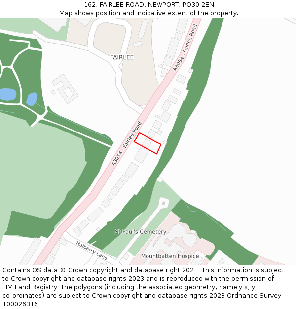 162, FAIRLEE ROAD, NEWPORT, PO30 2EN: Location map and indicative extent of plot