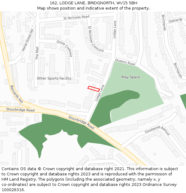 162, LODGE LANE, BRIDGNORTH, WV15 5BH: Location map and indicative extent of plot