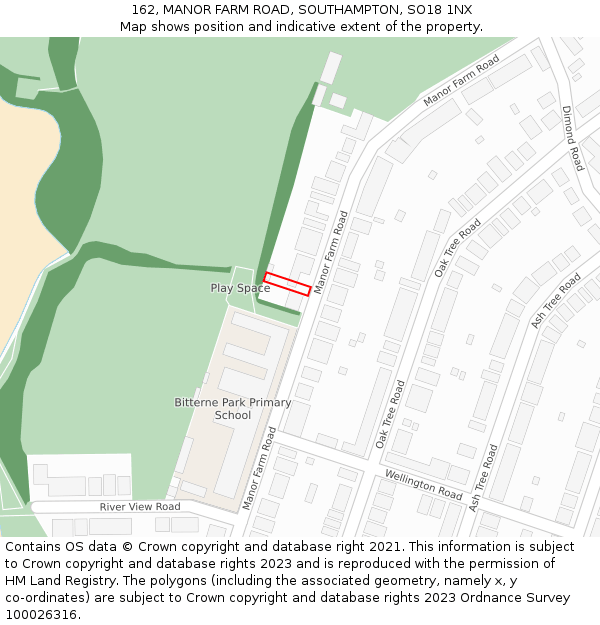 162, MANOR FARM ROAD, SOUTHAMPTON, SO18 1NX: Location map and indicative extent of plot