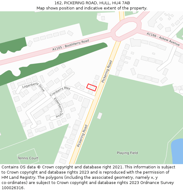 162, PICKERING ROAD, HULL, HU4 7AB: Location map and indicative extent of plot