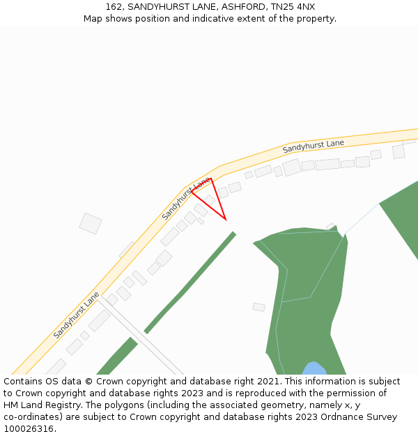 162, SANDYHURST LANE, ASHFORD, TN25 4NX: Location map and indicative extent of plot