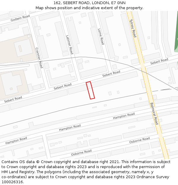 162, SEBERT ROAD, LONDON, E7 0NN: Location map and indicative extent of plot