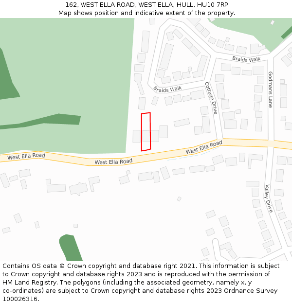 162, WEST ELLA ROAD, WEST ELLA, HULL, HU10 7RP: Location map and indicative extent of plot