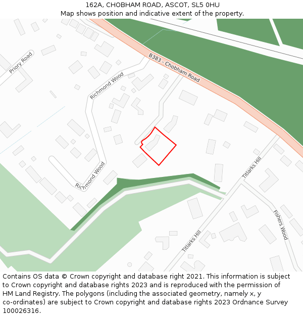 162A, CHOBHAM ROAD, ASCOT, SL5 0HU: Location map and indicative extent of plot