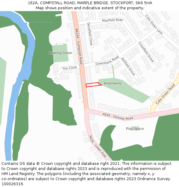 162A, COMPSTALL ROAD, MARPLE BRIDGE, STOCKPORT, SK6 5HA: Location map and indicative extent of plot