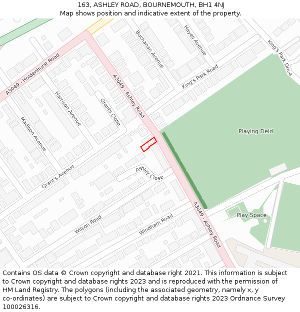 163, ASHLEY ROAD, BOURNEMOUTH, BH1 4NJ: Location map and indicative extent of plot