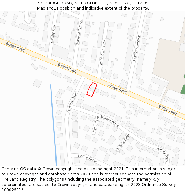 163, BRIDGE ROAD, SUTTON BRIDGE, SPALDING, PE12 9SL: Location map and indicative extent of plot