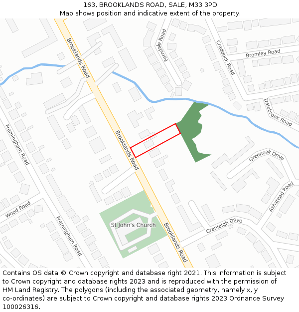 163, BROOKLANDS ROAD, SALE, M33 3PD: Location map and indicative extent of plot