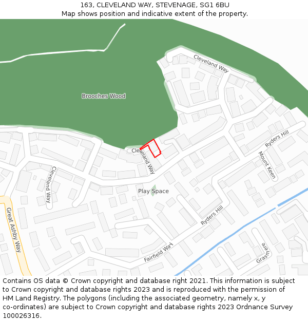 163, CLEVELAND WAY, STEVENAGE, SG1 6BU: Location map and indicative extent of plot