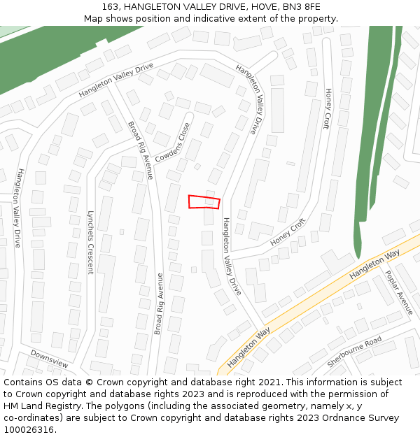 163, HANGLETON VALLEY DRIVE, HOVE, BN3 8FE: Location map and indicative extent of plot