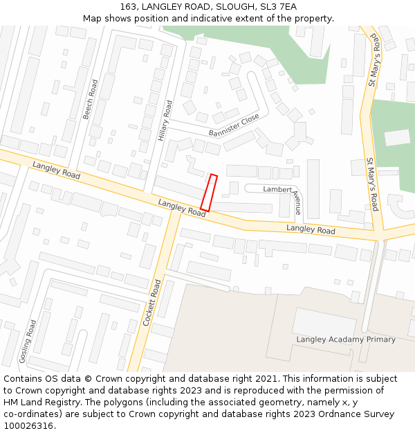 163, LANGLEY ROAD, SLOUGH, SL3 7EA: Location map and indicative extent of plot
