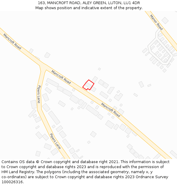 163, MANCROFT ROAD, ALEY GREEN, LUTON, LU1 4DR: Location map and indicative extent of plot