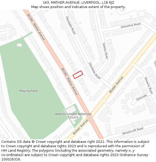 163, MATHER AVENUE, LIVERPOOL, L18 6JZ: Location map and indicative extent of plot