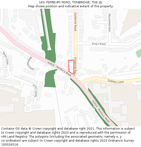 163, PEMBURY ROAD, TONBRIDGE, TN9 2JL: Location map and indicative extent of plot