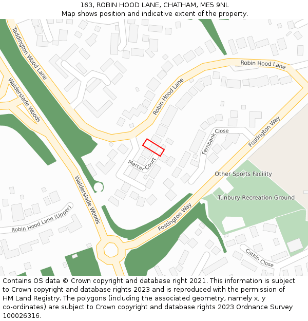 163, ROBIN HOOD LANE, CHATHAM, ME5 9NL: Location map and indicative extent of plot