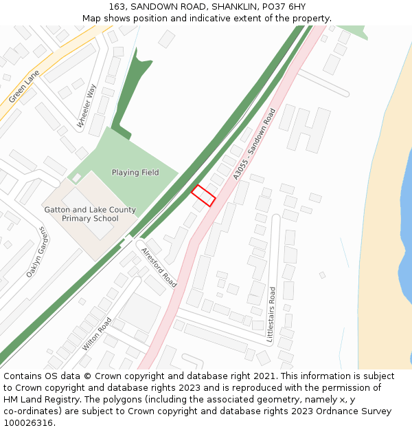 163, SANDOWN ROAD, SHANKLIN, PO37 6HY: Location map and indicative extent of plot