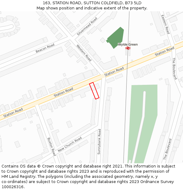 163, STATION ROAD, SUTTON COLDFIELD, B73 5LD: Location map and indicative extent of plot