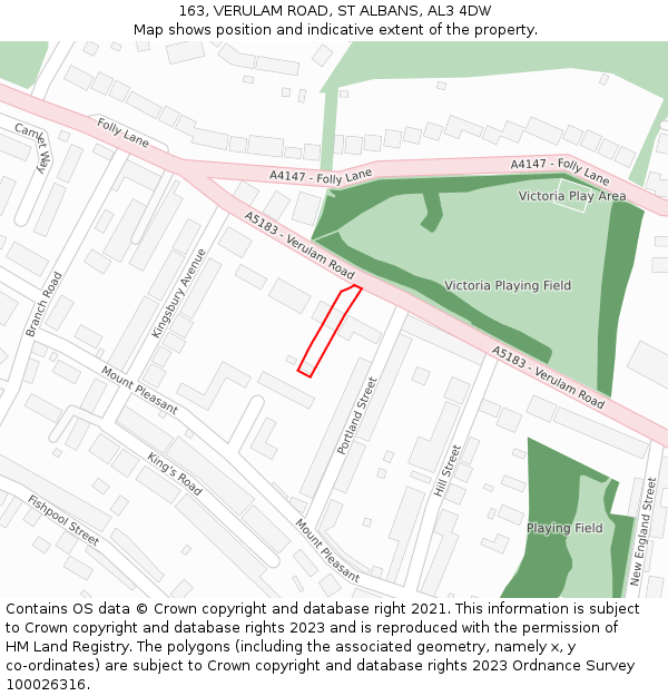 163, VERULAM ROAD, ST ALBANS, AL3 4DW: Location map and indicative extent of plot