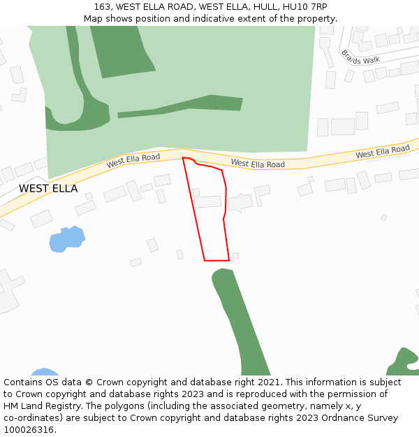 163, WEST ELLA ROAD, WEST ELLA, HULL, HU10 7RP: Location map and indicative extent of plot
