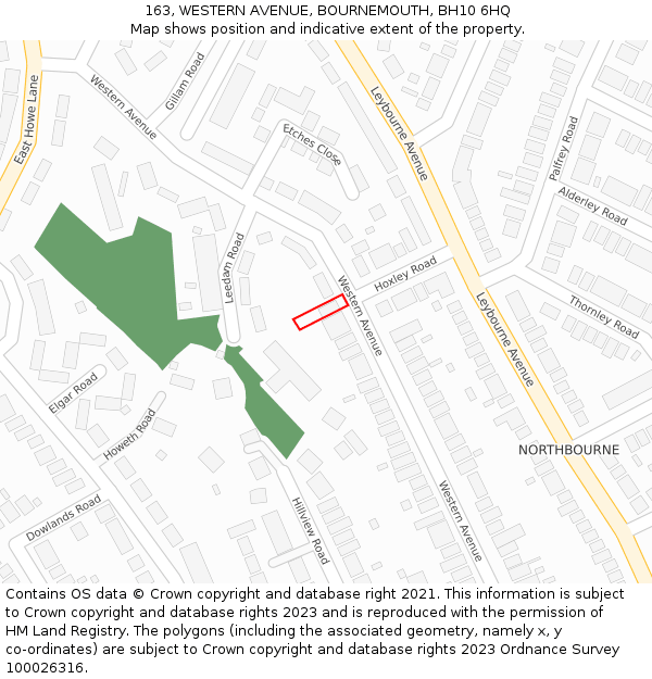 163, WESTERN AVENUE, BOURNEMOUTH, BH10 6HQ: Location map and indicative extent of plot