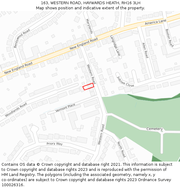 163, WESTERN ROAD, HAYWARDS HEATH, RH16 3LH: Location map and indicative extent of plot