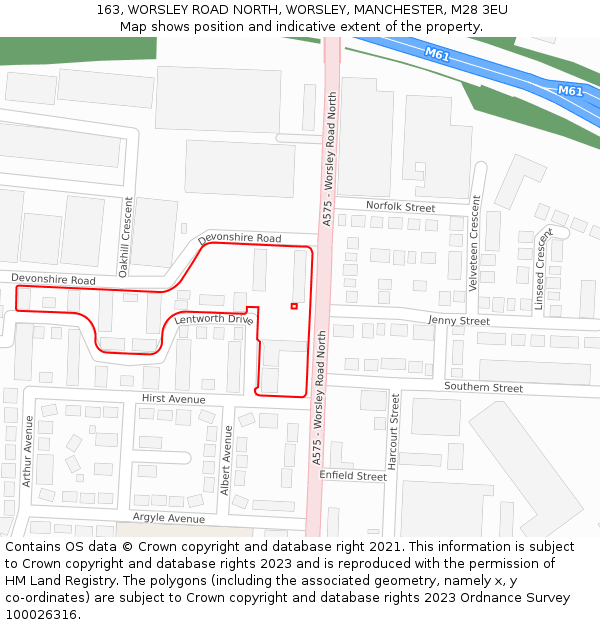 163, WORSLEY ROAD NORTH, WORSLEY, MANCHESTER, M28 3EU: Location map and indicative extent of plot