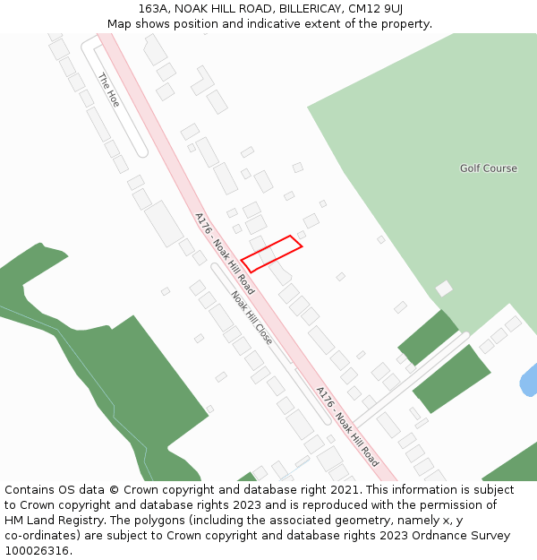 163A, NOAK HILL ROAD, BILLERICAY, CM12 9UJ: Location map and indicative extent of plot