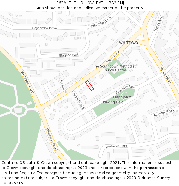 163A, THE HOLLOW, BATH, BA2 1NJ: Location map and indicative extent of plot