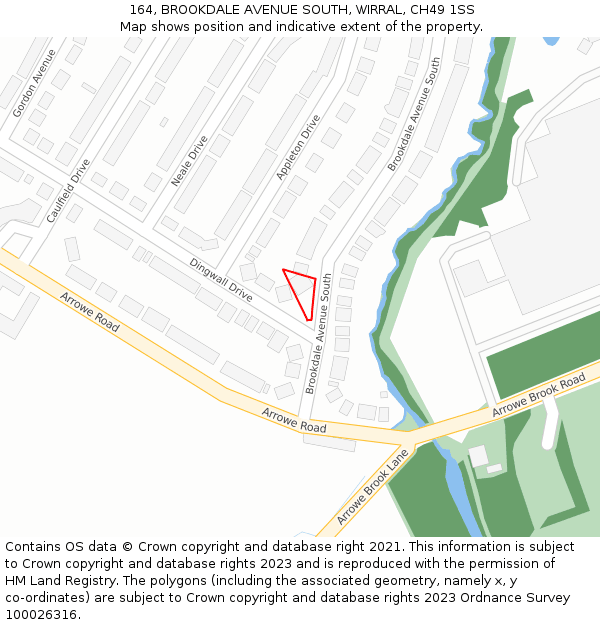 164, BROOKDALE AVENUE SOUTH, WIRRAL, CH49 1SS: Location map and indicative extent of plot