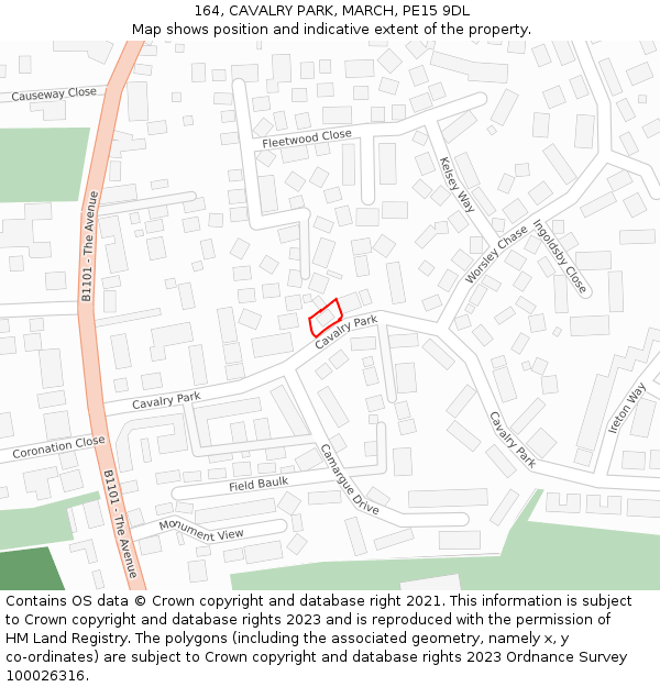 164, CAVALRY PARK, MARCH, PE15 9DL: Location map and indicative extent of plot