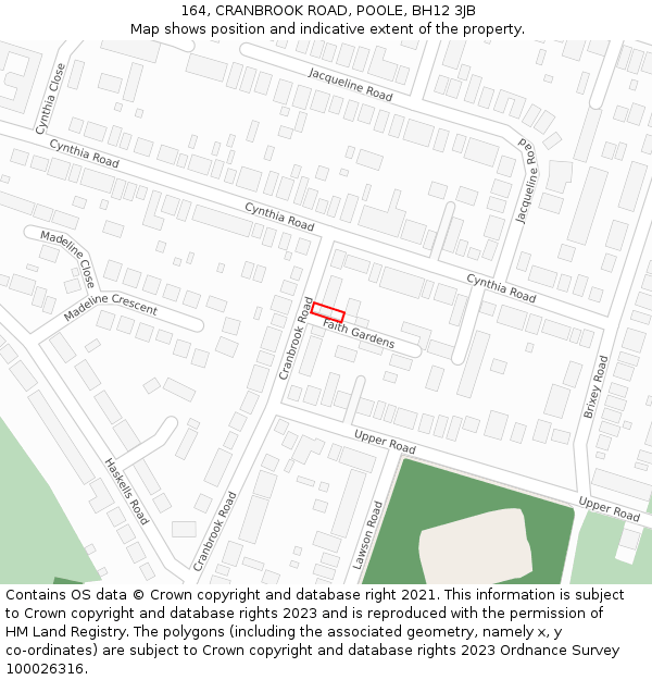 164, CRANBROOK ROAD, POOLE, BH12 3JB: Location map and indicative extent of plot