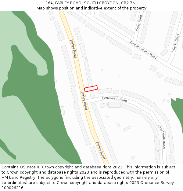 164, FARLEY ROAD, SOUTH CROYDON, CR2 7NH: Location map and indicative extent of plot