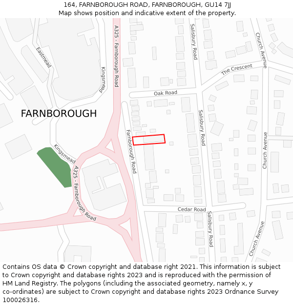 164, FARNBOROUGH ROAD, FARNBOROUGH, GU14 7JJ: Location map and indicative extent of plot