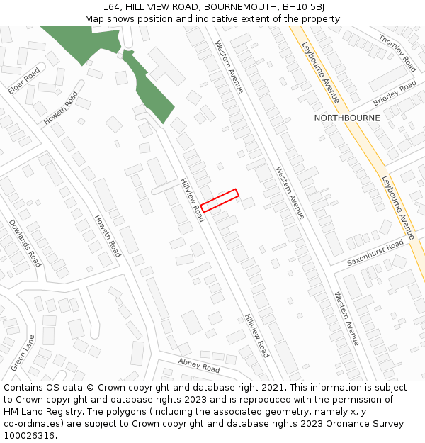 164, HILL VIEW ROAD, BOURNEMOUTH, BH10 5BJ: Location map and indicative extent of plot